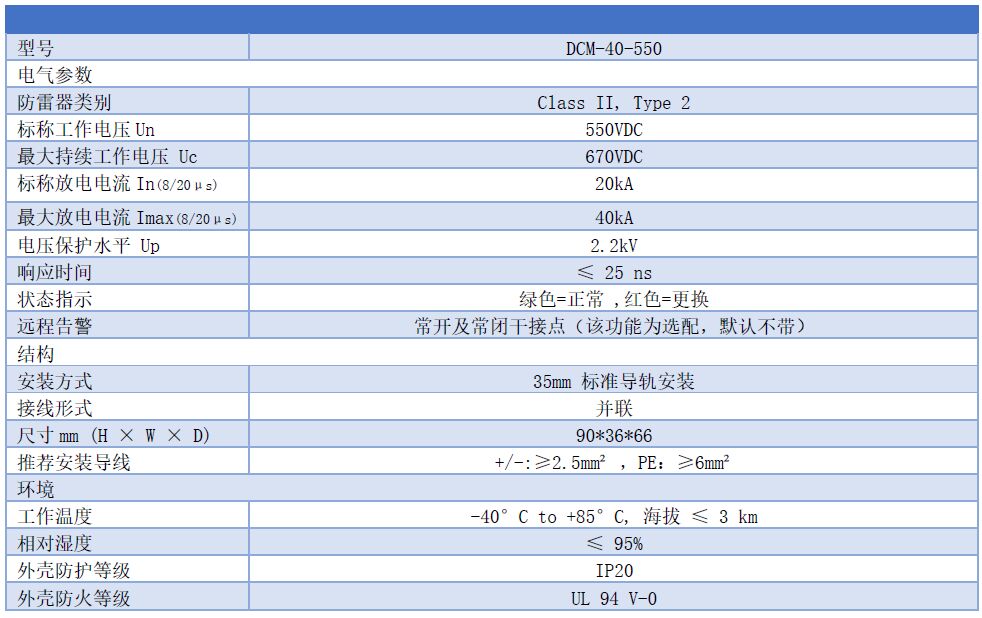 550V直流浪涌保護(hù)器 DCM-40-550