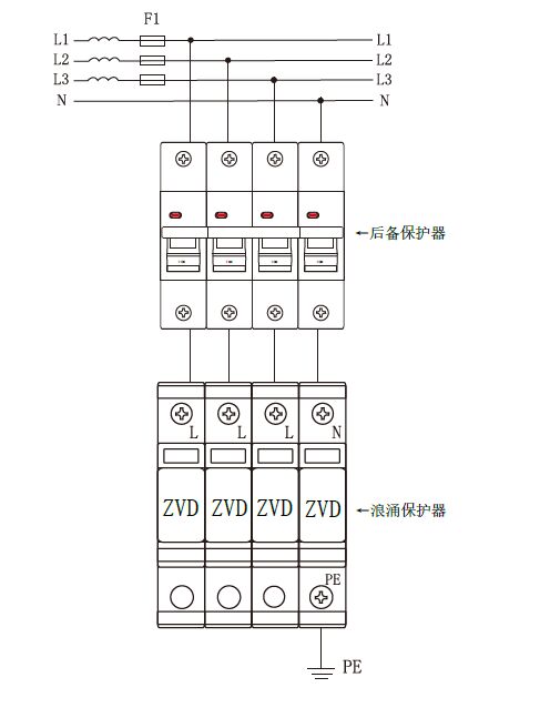 SPD后備保護(hù)器、浪涌專用SCB后備保護(hù)裝置怎么接線？