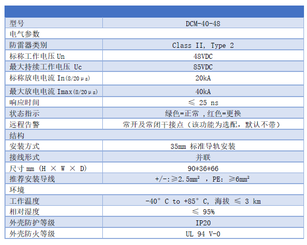 48V直流浪涌保護器 DCM-40-48